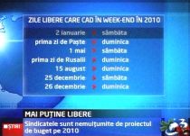 Anul viitor, majoritatea sarbatorilor cad in zile de weekend