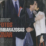 Imbratisari tandre intre Jose Maria Aznar si Rachida Dati la iesirea dintr-un restaurant parizian