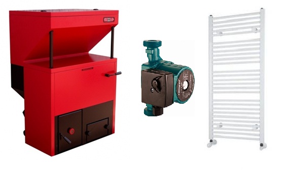 Centrala pe peleti Biodom 27+pompa+radiator