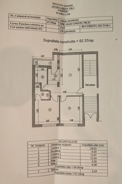 Vand Apartament 3cam parter nou zona Buc noi 