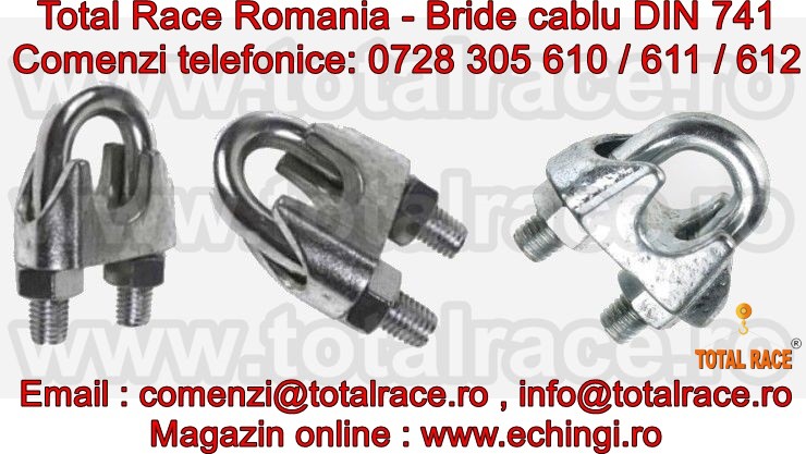 Bride-cleme de prindere cablu, din otel zincat, pentru cablu otel