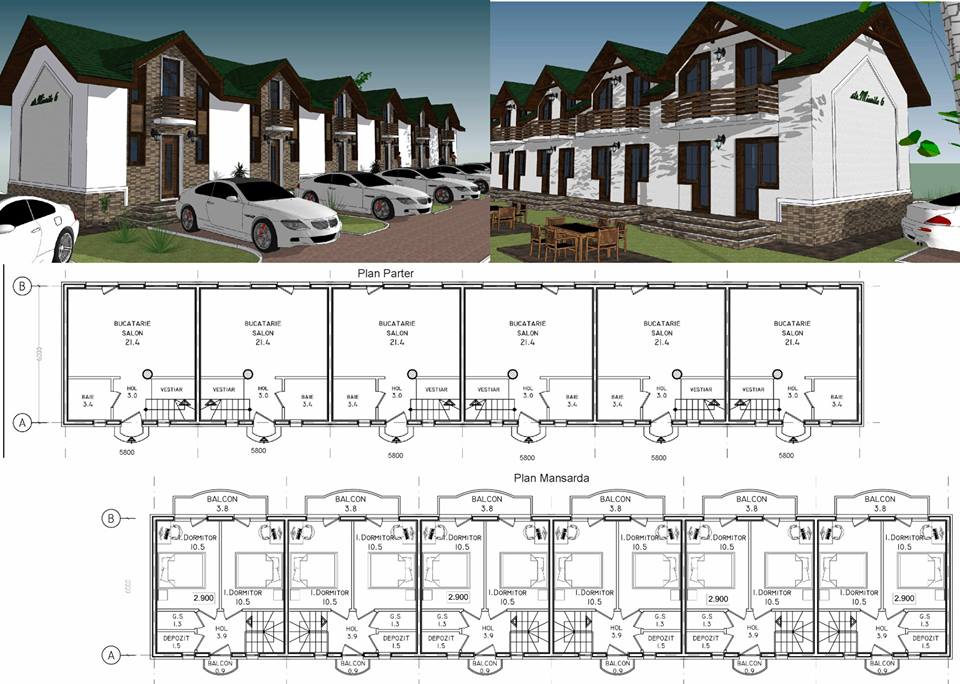 Townhouse a cate 70mp P+M in Chitila