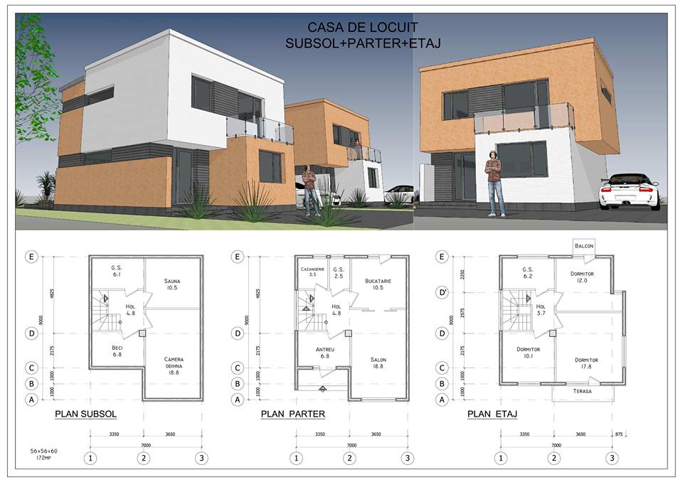 Casa in stil modern S+P+M 172mp.