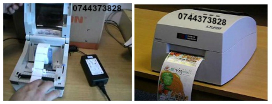 Imprimante etichete autoadezive in rola, monocrom si color, second hand.