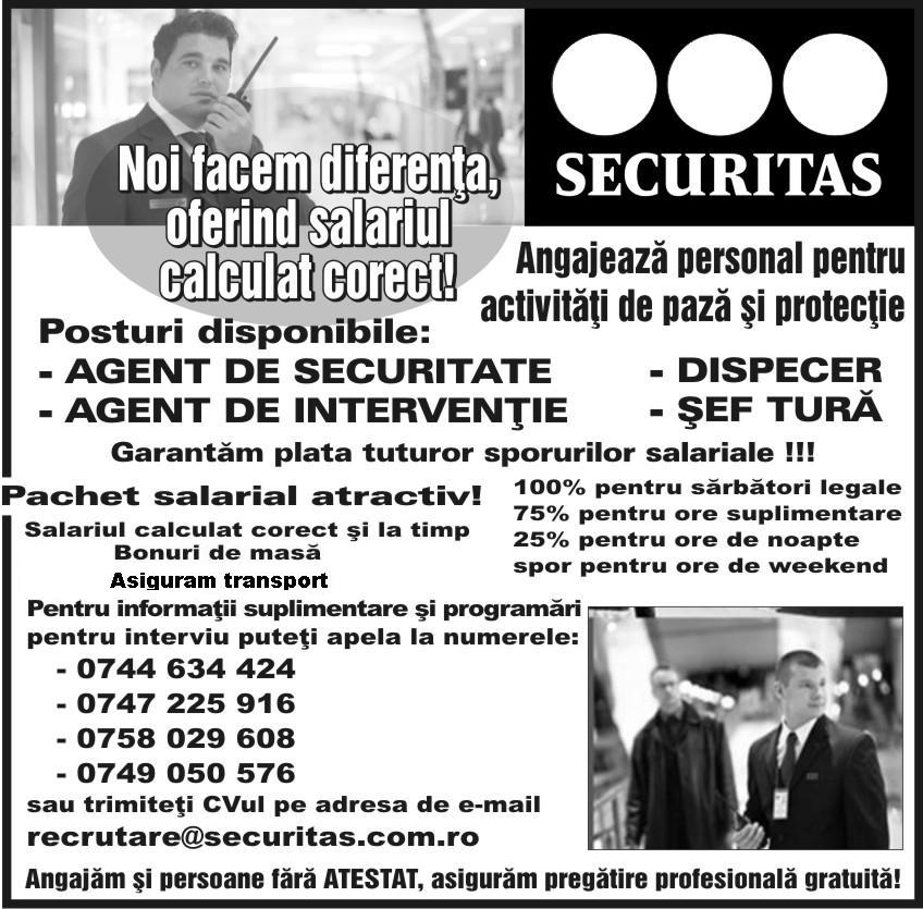 Angajam agenti securitate,dispeceri,receptionista!