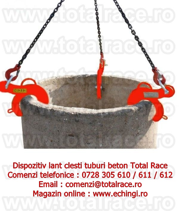 Dispozitive de ridicare din lant cu clesti pentru tuburi de beton