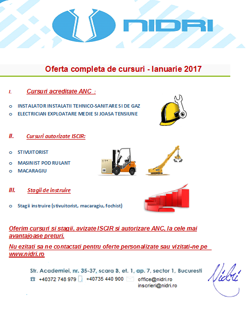 Cursuri de calificare avizate ISCIR