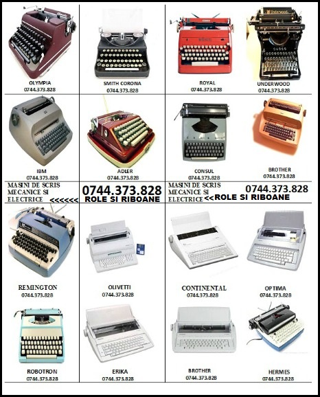 Riboane masini de scris mecanice si electrice.