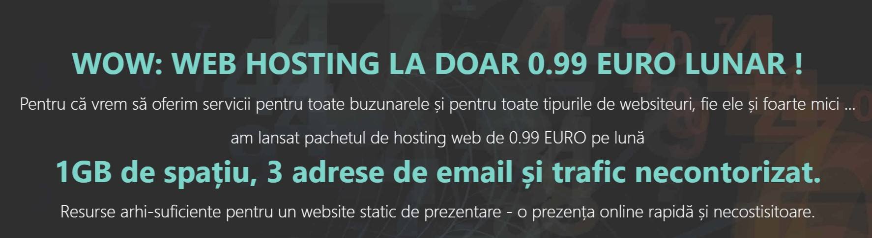 Pachet web hosting la doar 0,99 euro pe lună