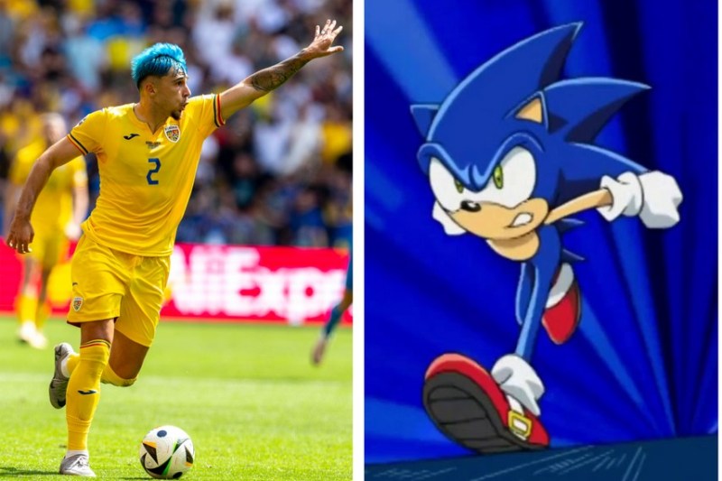 Andrei Rațiu este comparat cu Sonic. Foto: Colaj Golazo.ro