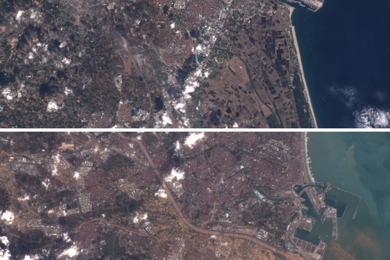 Imagini din satelit cu orașul Valencia, înainte și după dezastrul care a ucis zeci de oameni