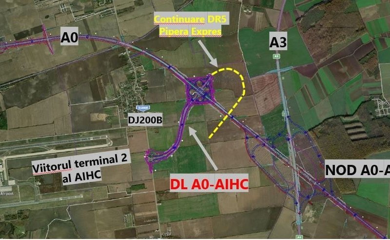 Drum de legătură între Autostrada de Centură a Bucureștiului și viitorul Terminal 2 al Aeroportului Otopeni / FOTO Sorin Grindeanu Facebook