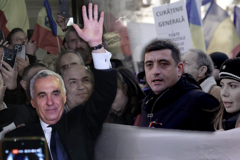 Călin Georgescu și George Simion. Colaj: Ion Mateș / Hotnews. Inquam Photos / George Călin și Pană Tudor