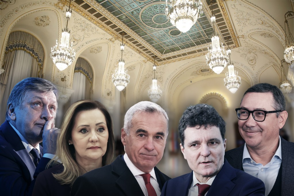 Crin Antonescu, Elena Lasconi, Călin Georgescu, Nicușor Dan și Victor Ponta. Colaj: Ion Mateș / Hotnews. Foto: Shutterstock, Inquam Photos