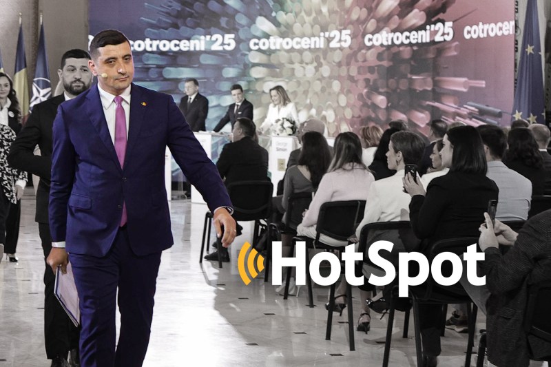 George Simion părăsește platoul dezbaterii din 28 aprilie 2025. Inquam Photos / Octav Ganea