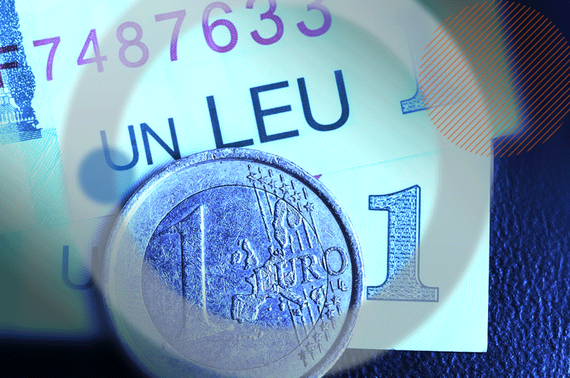 Cursul Euro - Leu. Grafică: Hotnews. Foto: Dreamstime
