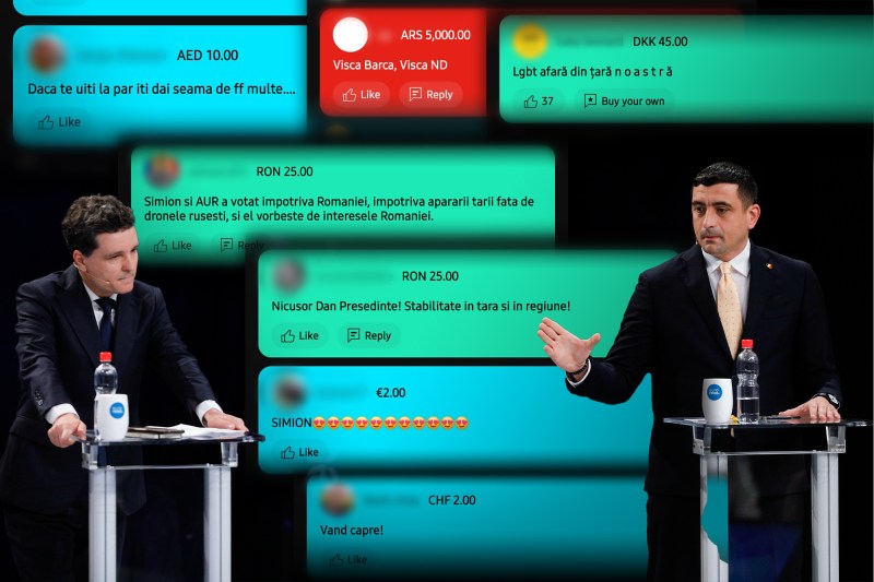 Ca să poată comenta ”peste rând” în timpul dezbaterii dintre Nicușor Dan și George Simion, românii au plătit inclusiv în pesos argentinieni