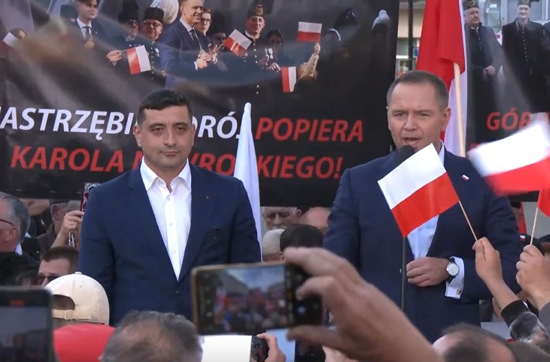 VIDEO George Simion, mesaj de pe scenă în Polonia: „Ca nou președinte al României, voi veni în fiecare zi să fac campanie pentru Karol Nawrocki”