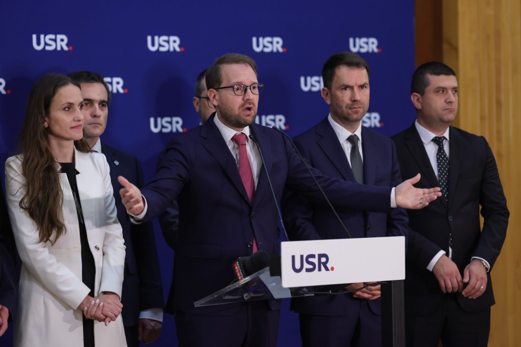 Conferință de presă susținută de lideri ai USR, în București, 28 mai 2025. Inquam Photos / Sabin Cîrstoveanu.