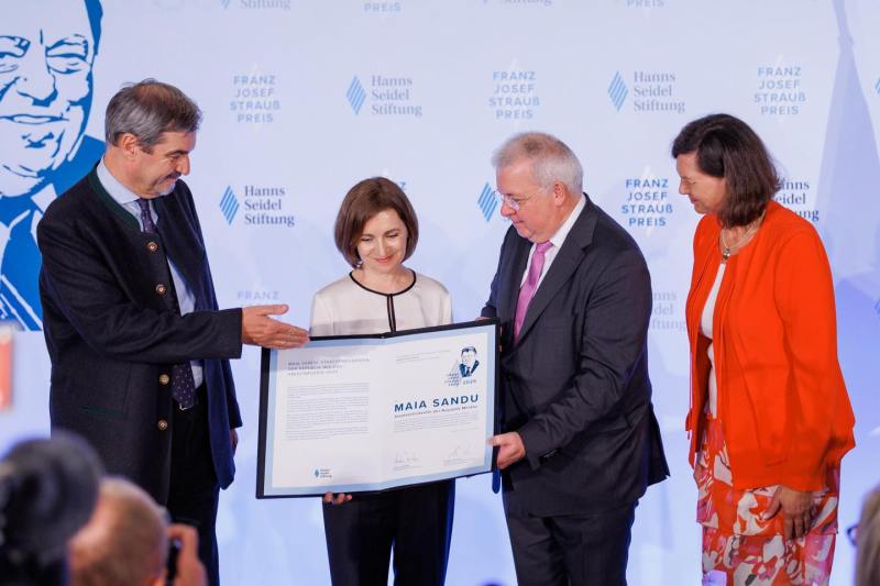 Maia Sandu, laureată cu Premiul Franz Josef Strauss. Ce va face cu banii primiți