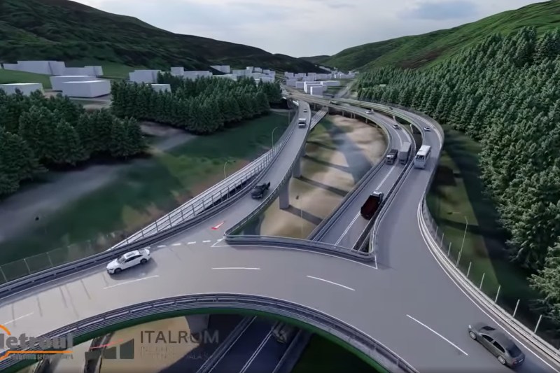 VIDEO Sens giratoriu suspendat, construit pe DN1 la Predeal. Cum va arăta și cât va dura construcția