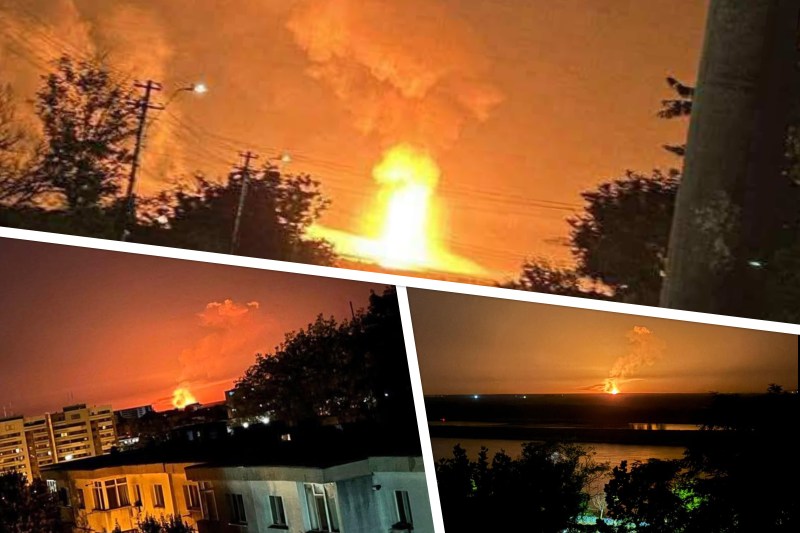 Atac rusesc de amploare la graniță. Imagini din dronă, flăcări uriașe vizibile din Brăila, Tulcea și Galați, spun localnicii