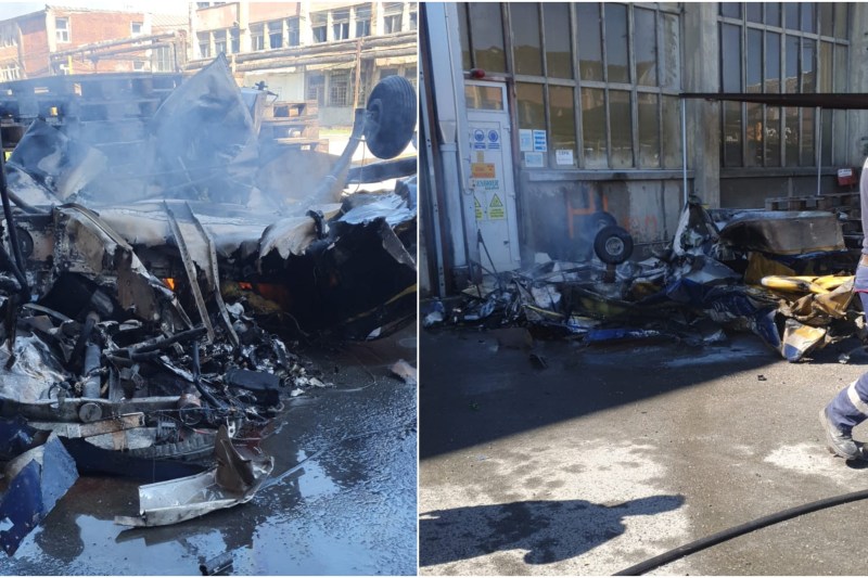 VIDEO Imagini de la locul unde un avion de mici dimensiuni s-a prăbușit azi, la Arad