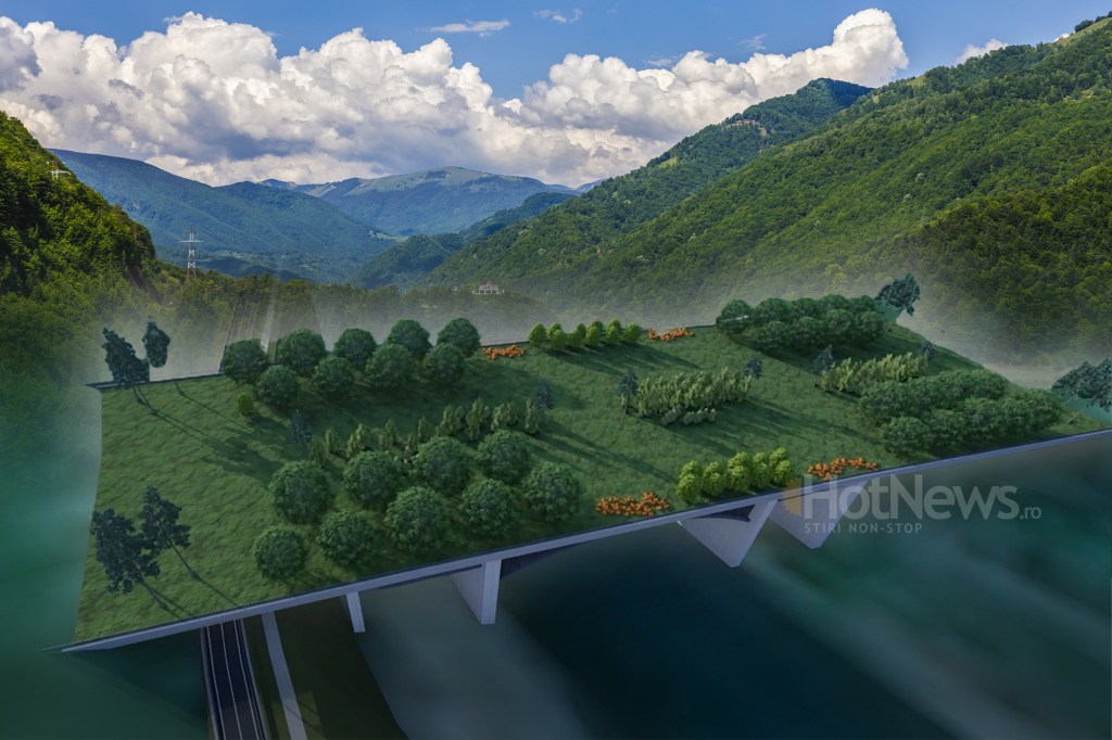 Randare a ecoductului din zona Cornetu, Valea Oltului. Colaj: Hotnews
