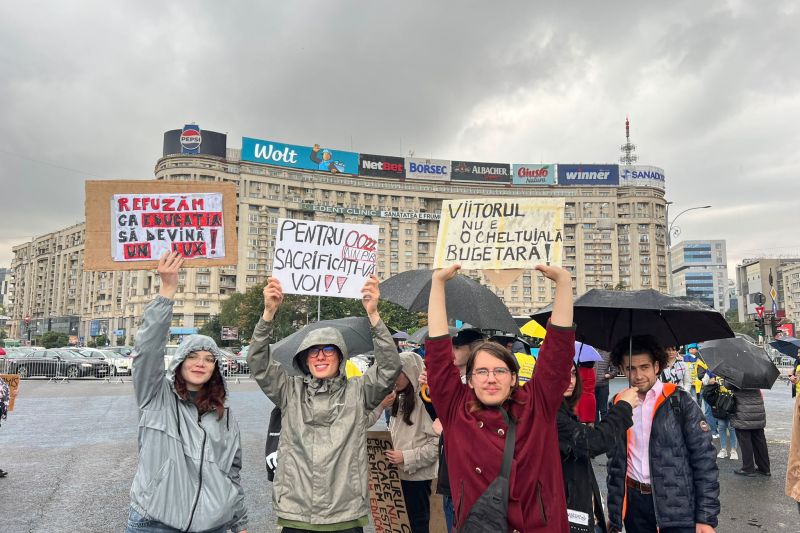 Protest al studenților în Piața Victoriei, 29 septembrie 2025. Foto: HotNews / Ștefania Gheorghe
