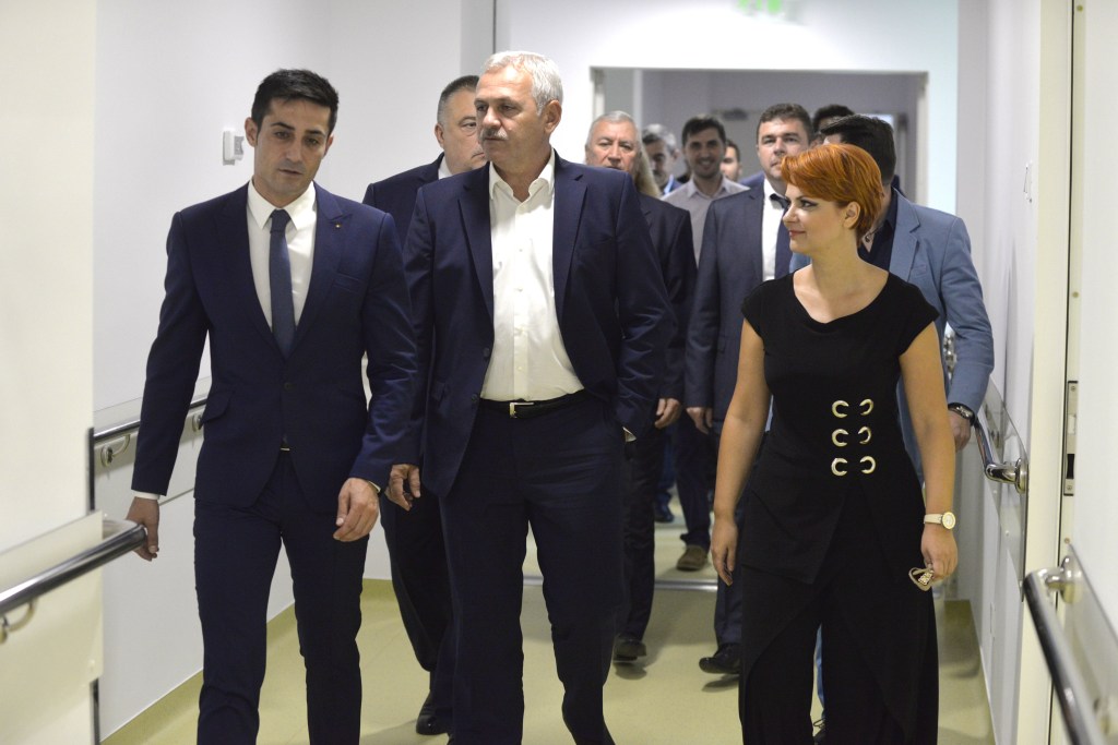 Liviu Dragnea, Lia Olguța Vasilescu și Claudiu Manda, în vizita la Craiova în septembrie 2017. Inquam Photos / Bogdan Danescu