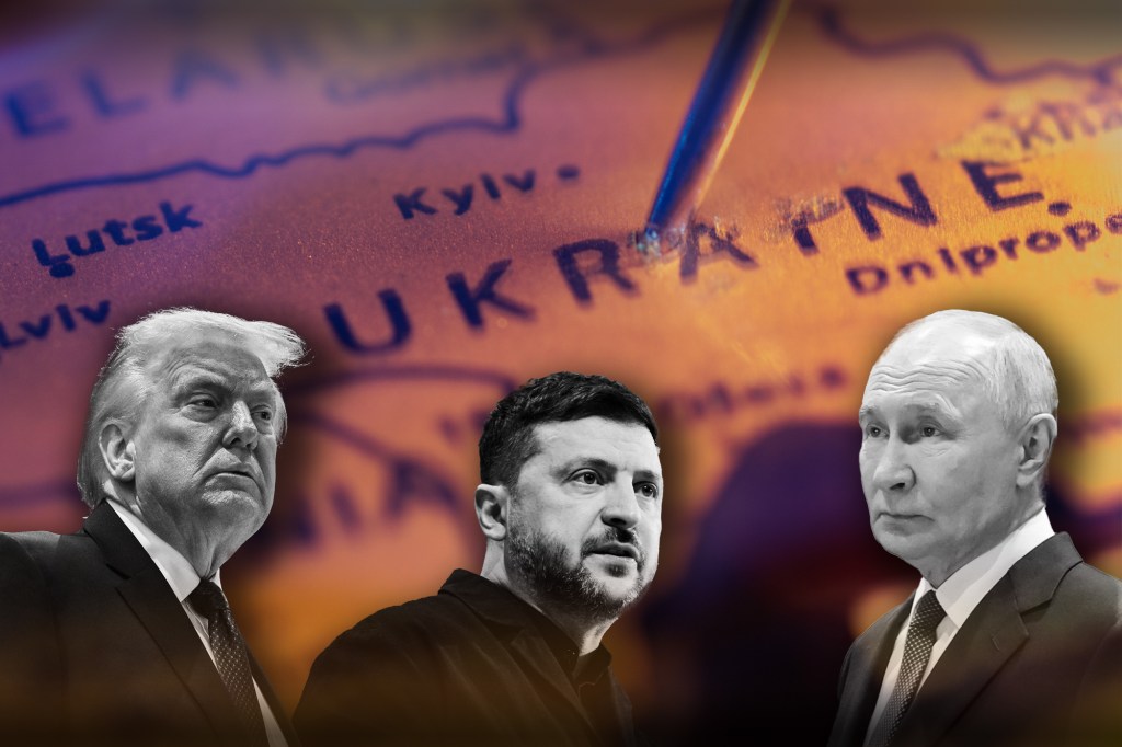 Donald Trump, Volodimir Zelenski și Vladimir Putin. Foto: Profimedia, Shutterstock. Colaj: Ion Mateș / HotNews