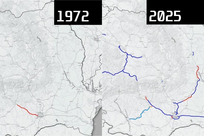 ANIMAȚIE Rețeaua de autostrăzi a României. Cum arată pe hartă inaugurările din fiecare an: de la  comunism, la accelerarea de după aderarea la UE