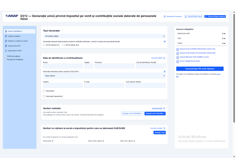 Declarația Unică 2026: ANAF a publicat formularul 212 pentru completare online direct în browser, privind PFA, crypto, chirii etc. S-a dat și ordinul ANAF cu procedura pentru Declarația Unică precompletată