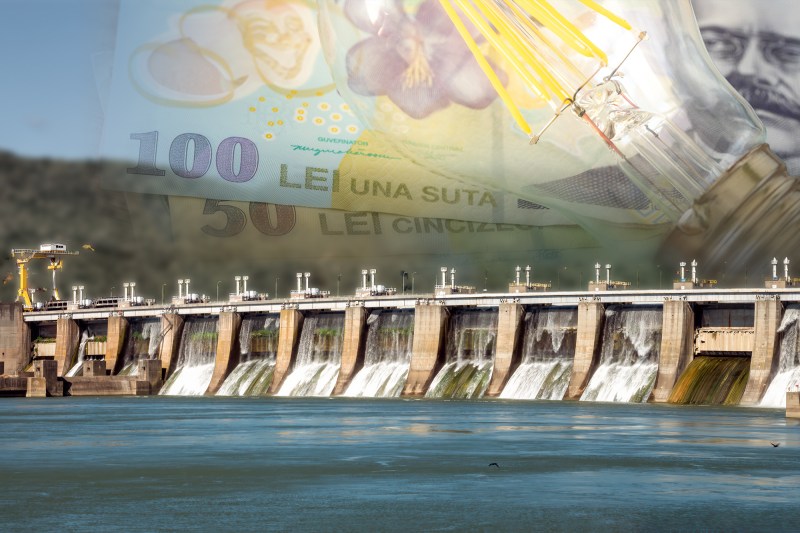Hidroelectrica. Colaj: Ion Mateș / Hotnews. Foto: Dreamstime, Shutterstock