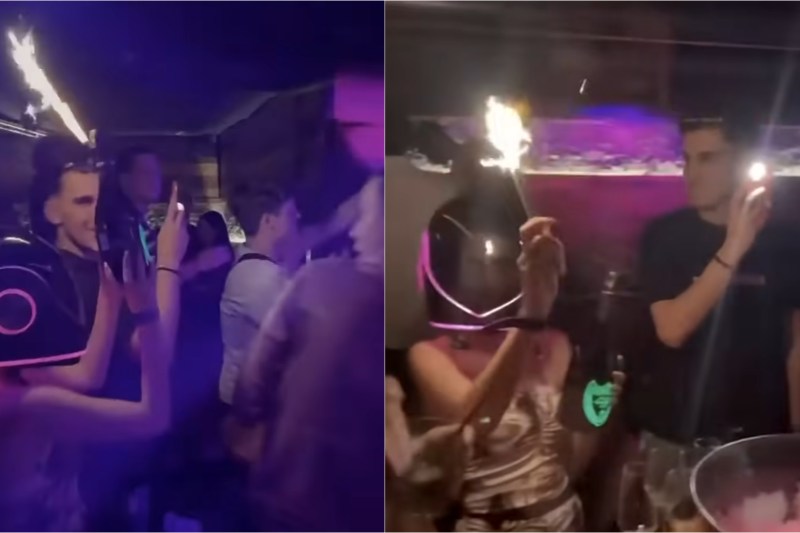 VIDEO Imagini de promovare a barului care a ars în Elveția arată cum erau servite sticle de băuturi cu artificii în ele