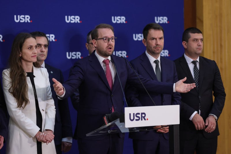 Conferință de presă susținută de lideri ai USR, în București, 28 mai 2025. Inquam Photos / Sabin Cîrstoveanu.
