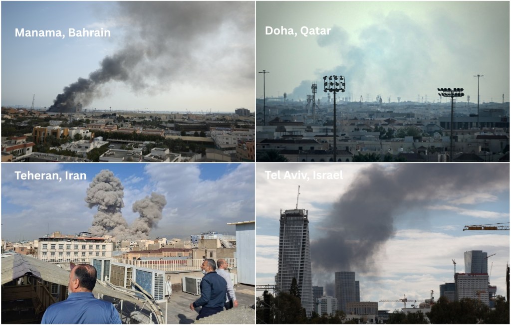 SUA și Israel au lansat, sâmbătă dimineață, un atac asupra Iranului, care a răspuns atacând baze americane din Golf Foto: Profimedia / Colaj HotNews