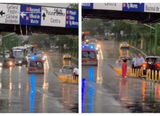 VIDEO Inundații și copaci prăbușiți în Brașov, pe fondul codului portocaliu de vijelii. O ambulanță a rămas blocată în pasaj